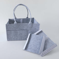 Kuber Industries Diaper Caddy Bag For Travel|Baby Bag For smart mothers|Nursery Storage Foldable Organizer (Grey) (Pack Of 4)