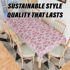 Heart Home Dining Table Cover | Kitchen Dining Tablecloth | 8 Seater Dining Table Cover | Dining Table Cover for Hall Décor | Barik Flower Kitchen Tablecloth | 60x108 | Pink