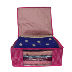 Kuber Industries Hathkadi 4 Piece Cotton Saree Cover, Pink