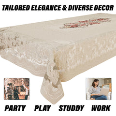 Kuber Industries Center Table Cover | Cotton Table Cloth Cover | 4-Seater Table Cloth | Glory Table Cover | Table Protector | Table Cover for Center Table | 40x60 Inch | CTC | Cream & Brown