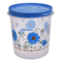 Kuber Industries Flower Print Plastic Multipurpose Kitchen Storage Container Set with Flexi Lid 10 LTR,7 LTR & 5 LTR(Set of 3,Blue)-KUBERMART531, Standard