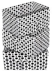 Kuber Industries Dot Print Non Woven Fabric Modular Closet Organizer Box with Handle for Cube Storage Units in Closet,Set Of 3(Black & White)-KUBMART16019