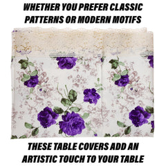 Kuber Industries Dining Table Cover | PVC Table Cover | Reusable Cloth Cover for Table Top | Purple Flower Dining Table Cover | Table Protector Cover | 60x90 Inch | Cream
