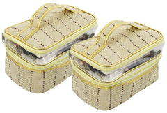 Kuber Industries Exclusive 2 Pieces Jute Design Make Up Kit Cum Cosmetic Kit, Jewellery Kit, Pouches for Travel Accessories (Cream) -CTLTC038977