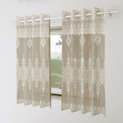 Heart Home Window Curtain|Darkening Window Curtains|Sheer Curtain with 8 Rings|Parda for Living Room|Drapes for Bedroom|Net Frill Window Curtain|5 Ft|SY15ZZ|Cream