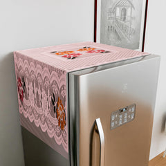 Kuber Industries Fridge Top Cover | Household Refrigerator Cover | Refrigerator Top Cover for Kitchen | Refrigerator Top Protector | Net Jhalar Fridge Top Cover | Pink
