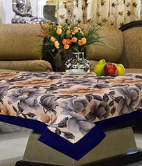 Kuber Industries Floral Cotton 4 Seater Centre Table Cover - Blue