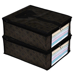 Heart Home Shirt Cover|Shirt Storage Organizer|Clothing Organizer|Foldable Shirt Cover|Wardrobe Organizer with Transparent Window|Golden-Dot Shirt Bag|Pack of 2|Black