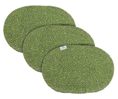 Heart Home Cotton Oval Door Mat for Porch/Kitchen/Bathroom/Laundry Room,Pack of 3 (Green) 54HH3954.