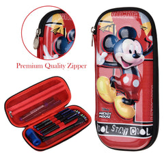 Heart Home Disney Mickey Pencil Pouch | School Pencil Case for Kids | Pen-Pencil Box for Kids | Geometry Box | Compass Box | School Stationery Supplies | Pack of 2 | Red
