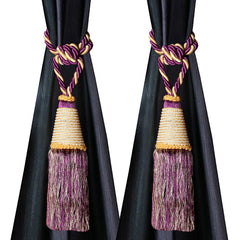 Kuber Industries Beads Beautiful Design Polyester 2 Pieces Curtain Tie Back Tassel Set (Purple) CTKTC33580