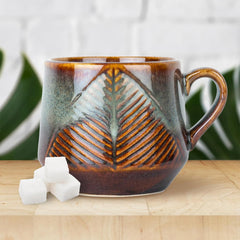 Heart Home Ceramic Microwave, Dishwasher Safe Tea/Coffee Cups with Handle | Scratch-Stain Resistant Lemon Tea, Coffee Mug Cup Crockery for Home, Offices & Bar | Leaf - Brown