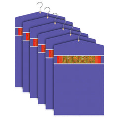 Heart Home Hanging Saree Cover | Non-Woven Plain Hanging Saree Bag | Clothes Saree Stoarge Organizer | Small Transparent View Hanging Saree Cover | Pack of 6 | Purple