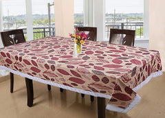 Kuber Industries Leaf Design PVC 6 Seater Dining Table Cover - Brown, Standard (CTKTC05455)