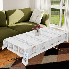 Heart Home Center Table Cover | Cotton Net Square Flower Pattern Table Cover | Luxurious Net Tablecloth | Tea Table Cover for Living room | 40x60 Inch | White