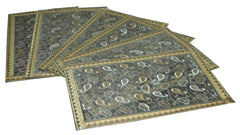 Kuber Industries Laminated Patch Design PVC 6 Piece Dining Table Place Mat Set - Gold