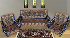 Kuber Industries Leaf Design 6 Piece Velvet Sofa Cover Set - Blue