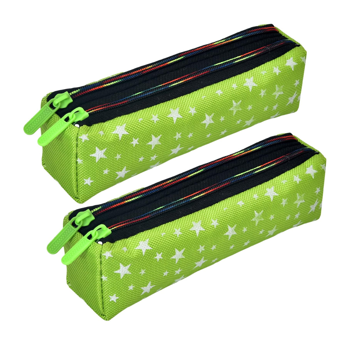 Heart Home Pencil Pouch|Rexine Stationary Pouch|Pencil Utility Pouch|School Pencil Case for Kids|Pen-Pencil Box for Kids|2 Zipper Pencil Organizer|Star Pencil Pouch|Pack of 2|Green
