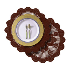 Heart Home Placemat | Dining Table Placemat | Center Table Mats | Round Plain Net Placemat Set | Side Table Placemats for Hotel-Home Décor | 20 Inch | Pack of 2 | Maroon