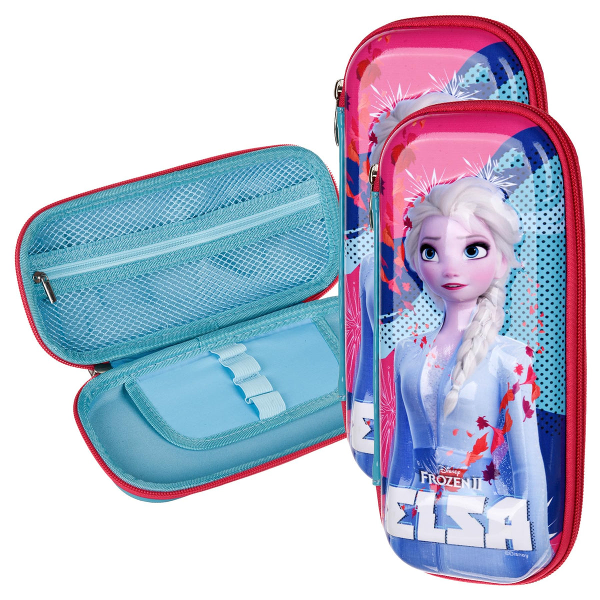 Heart Home Disney Frozen-II Pencil Pouch | School Pencil Case for Kids | Pen-Pencil Box for Kids | Geometry Box | Compass Box | School Stationery Supplies | Pack of 3 | Blue