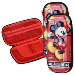 Heart Home Disney Mickey Pencil Pouch | School Pencil Case for Kids | Pen-Pencil Box for Kids | Geometry Box | Compass Box | School Stationery Supplies | Pack of 3 | Red