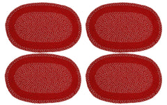 Kuber Industries Oval Design Soft Cotton Blend Anti Slip 4 Pieces Door Mat 18"x26"(Maroon) CTKTC33730
