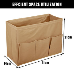 Heart Home Stationary Box | Non-Woven Files Organizer for Office | Desk Organizer | Stationary Organizer for Kids Room with 3 Compartment | Plain Storage Box | Small | Brown