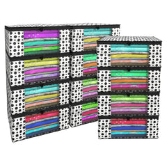 Kuber Industries Clothes Organizer For Wardrobe (Pack of 12) - Storage Organizer For Saree | Shirts | Salwar Suit - Dress Organizer For Wardrobe - Saree Covers With Zip (Polka Dots) (Black and White)