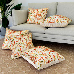 Kuber Industries Cushion Cover | Pillow Covers for Sofa | Throw Cushion Cover | Polyester Cushion Covers | Embroidery Cushion Covers | Set of 5 | 16 Inch | Cream