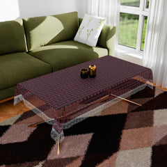 Heart Home Center Table Cover | PVC Table Cloth Cover | 4 Seater Table Cloth | Self Star Table Cover | Table Protector | Table Cover for Center Table | 40x60 Inch | CTC | Brown