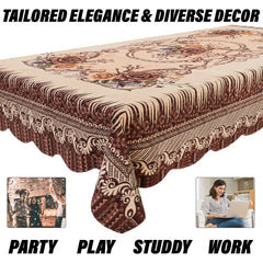 Heart Home Center Table Cover | Polyester Table Cloth Cover | 4 Seater Table Cloth | Pancy Panting Table Cover | Table Protector | Table Cover for Center Table | 40x60 Inch | Brown