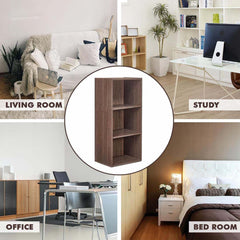 Kuber Industries Multipurpose Wooden Open Book Shelf for Home with 3 Tier Space Saving Book Rack | Dust Resistant Bookshelves Organizer for Living Room, Bedroom & Office Storage | Brown