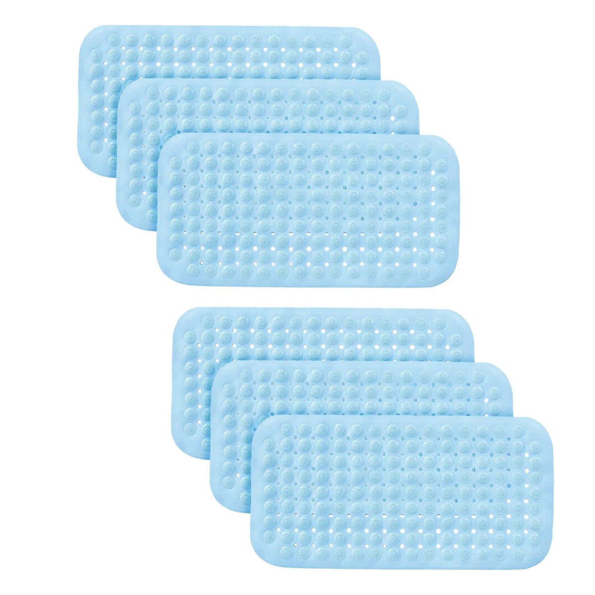 Kuber Industries Bathroom Mat|Anti Slip Mat for Bathroom Floor|Durable,Wear Resistant & Easy to Maintain|Acupressure & Foot Massager Door Mat with Water Drainage Holes|JL01|35 x 70 cm|Blue (Pack Of 6)