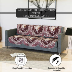 Heart Home Sofa Cover|Sofa Slipcover Set|Sofa Cover for Living Room|Sofa Slip Cover for Hall|5-Seater Sofa Cover for Home Decor|Sofa Cover Set|Check Border Digital Print|10 Piece|Maroon