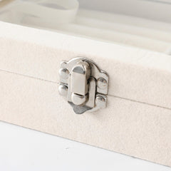 Kuber Industries Pack of 2 Velvet Jewelry Box Organizer | Jewelry Storage Box | Jewelry Organizer | Showcase Holder Dresser Organizer for Earring Necklace Bracelet Ring |YXX-019 | White