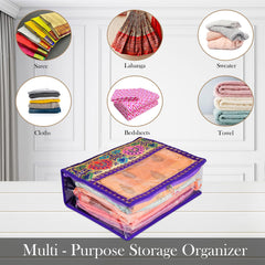 Heart Home Saree Cover | Clothes Storage Bag | Storage Organizer Bag | Zip Closure Saree Cover | Wardrobe Organizer | Carry Half Lace Transparent Saree Cover | 6 Inch | Pack of 2 | Royal Blue