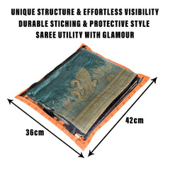 Heart Home Saree Cover | Clothes Storage Bag | Single Packing Saree with Zip Closure | Wardrobe Organizer | Cloth Stoarge Organizer | Dot Design | Pack of 12 | Orange