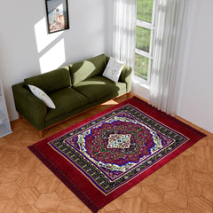 Heart Home Carpet|Velvet Carpet-Rug for Home Décor|Carpet Rug for Bedroom|Printed Carpet for Living Room|Prayer-Yoga Mat|Carpet for Hall|6.5x7.5 Ft|Maroon