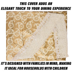 Heart Home Round Table Cover | Table Cloth for Round Tables | 4 Seater Round Table Cloth | Carry Round Kitchen Dining Tablecloth | Tabletop Cover | 60 Inch | Golden