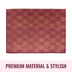 Heart Home Saree Cover | Zip Closure Saree Cover | Clothes Storage Bag | Wardrobe Organizer | Transparent Window Saree Cover | Golden Printed | 9 Inch | Pack of 3 | Maroon