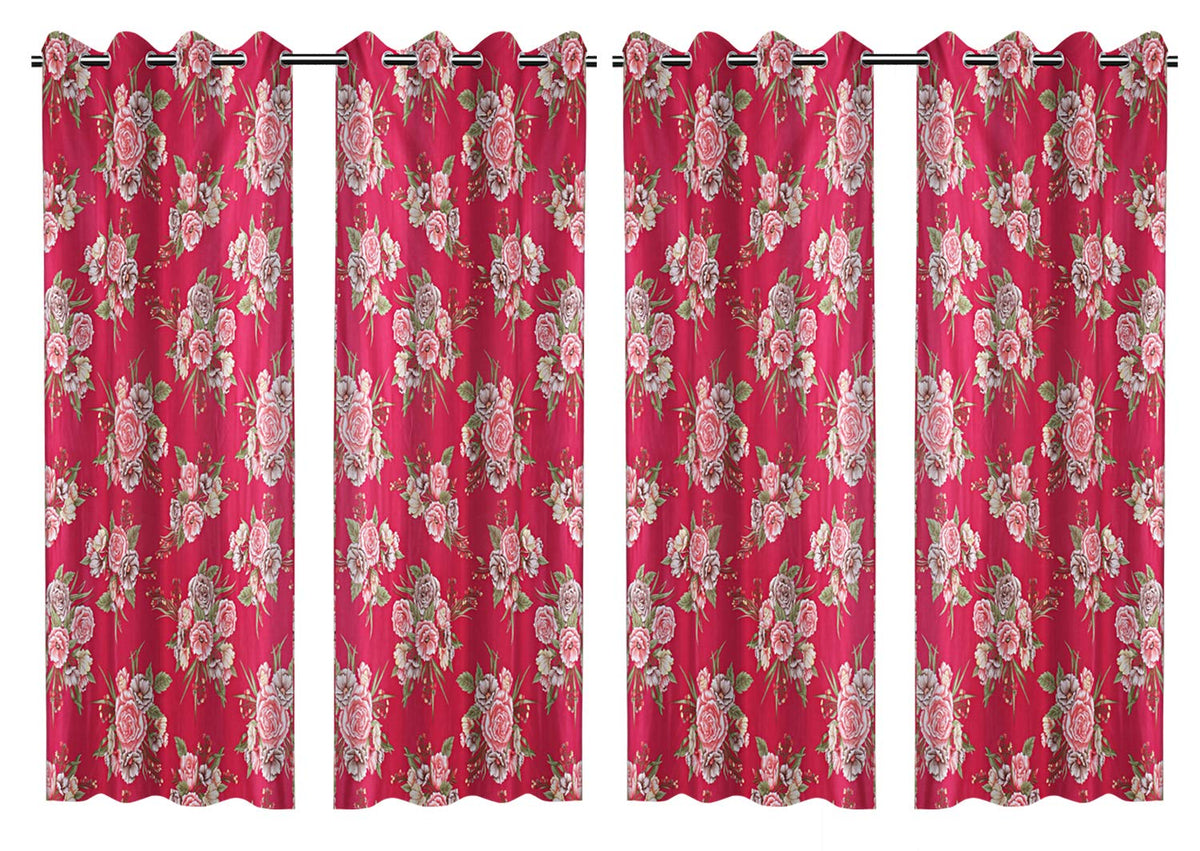 Kuber Industries Polyester 4 Pieces 7 Feet Eyelet Door Curtain (Pink) -Ctktc12963