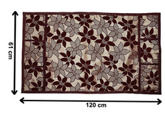 Heart Home Leaf Design Velvet Fridge, Refrigerator, Side by Side, Double Door Top Cover, Protect for Scratches, Waterproof, Wear & Tear and Dust with 6 Utility Side Pockets (Maroon)-HS_38_HEARTH21091