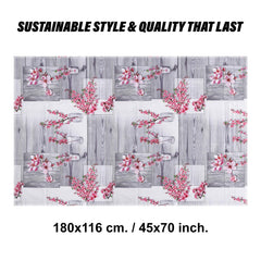 Kuber Industries Dining Table Cover | Kitchen Dining Tablecloth | 4 Seater Center Table Cover | Dining Table Cover for Hall Décor | Pink Flower Kitchen Tablecloth | 45x70 | Gray