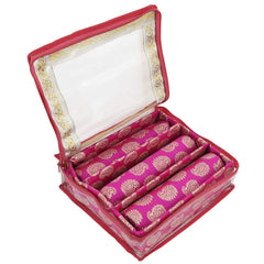 Kuber Industries Carry Design Brocade Hardboard 2 Pieces Three Rod Bangle Box (Pink) -CTKTC38795,standard