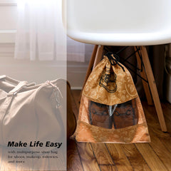 Heart Home Shoe Cover | Travel Shoe Storage Bags | Non-Woven Storage Bag | Shoe Cover with Drawstring | Shoe Organizer with Clear window | Pack of 12 | Multi