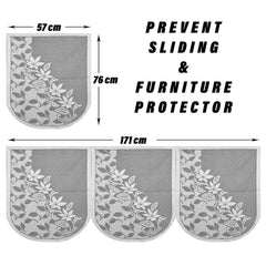 Heart Home Sofa Cover Set|5-Seater Couch Cover|Cotton Sofa Slip Cover Set|Sofa Slipcover Set|Sofa Cover for Living Room|S-22 Flower Sofa Cover Set| Brown