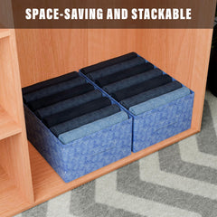 Heart Home Trouser Box | Wardrobe Organizer | Clothes Organizer | Storage Box for Pants-Shirt-Sweaters-Bra Panty-Socks | 7-Grid Closet Organizer | Zig-Zag | Medium | Blue