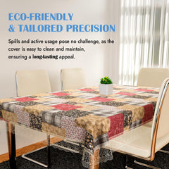 Heart Home Dining Table Cover | PVC Table Cloth Cover | 6-Seater Table Cloth | Table Protector Cover | Table Cover for Dining Table | Barik Flower Table Cover | 60x90 Inch | DTC | Black