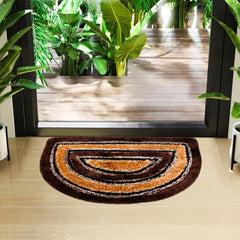 Kuber Industries Door Mat | D Shape Fur Doormat | Microfiber Entrance Mat | Entry Doormat | Office Entrance Door Mat | Door Mat for Home | Door Mat for Living | Golden & Brown