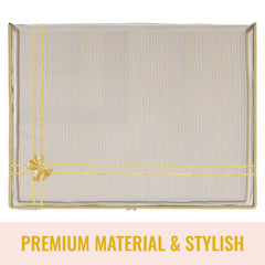 Heart Home Saree Cover | Clothes Storage Bag | Suit Packing Cover | Cloth Stoarge Organizer | Wardrobe Cloth Storage Organiser with Zip | Lining Bow Transparent | 3 Inch | Pack of 9 | Gold